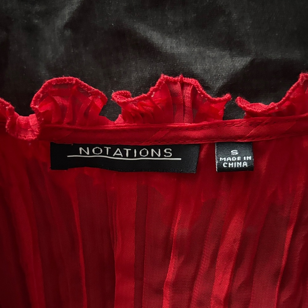 Red Sheer Ruffled Blouse - Picture 4 of 5